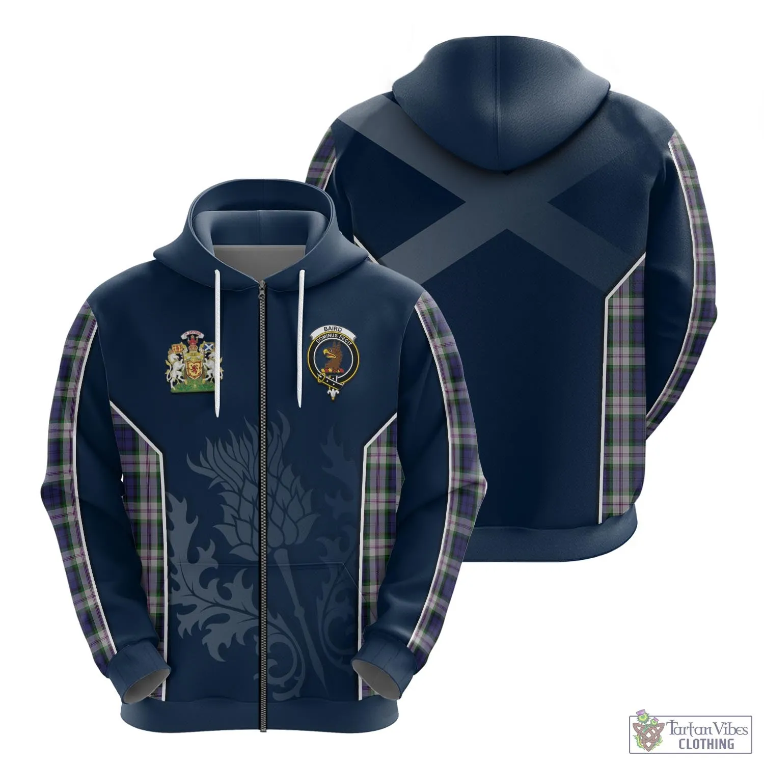 Baird Dress Tartan Hoodie with Family Crest and Scottish Thistle Vibes Sport Style