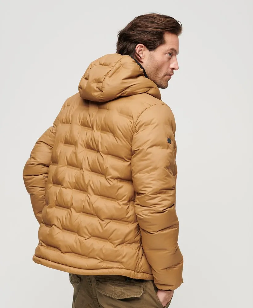 Short Quilted Puffer Coat-Dark Tobacco Brown