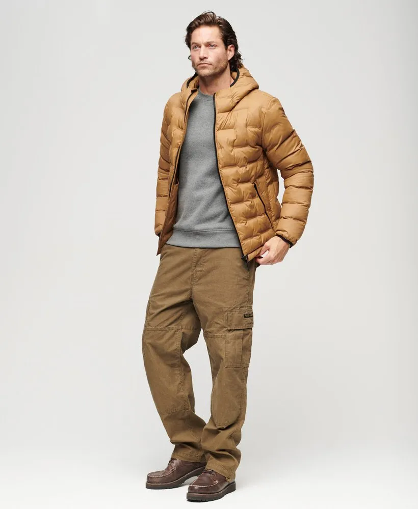 Short Quilted Puffer Coat-Dark Tobacco Brown