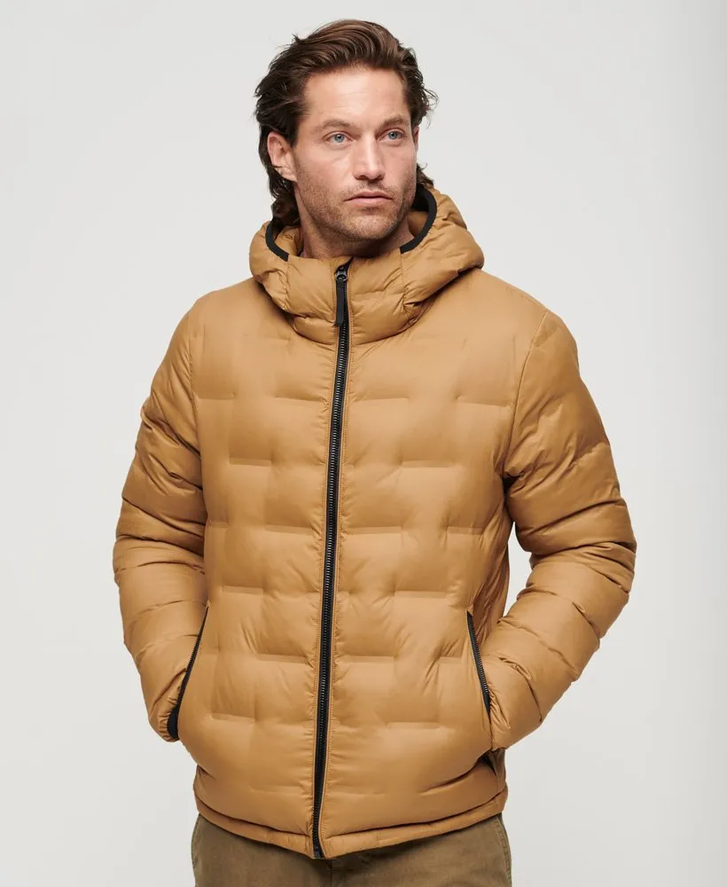 Short Quilted Puffer Coat-Dark Tobacco Brown
