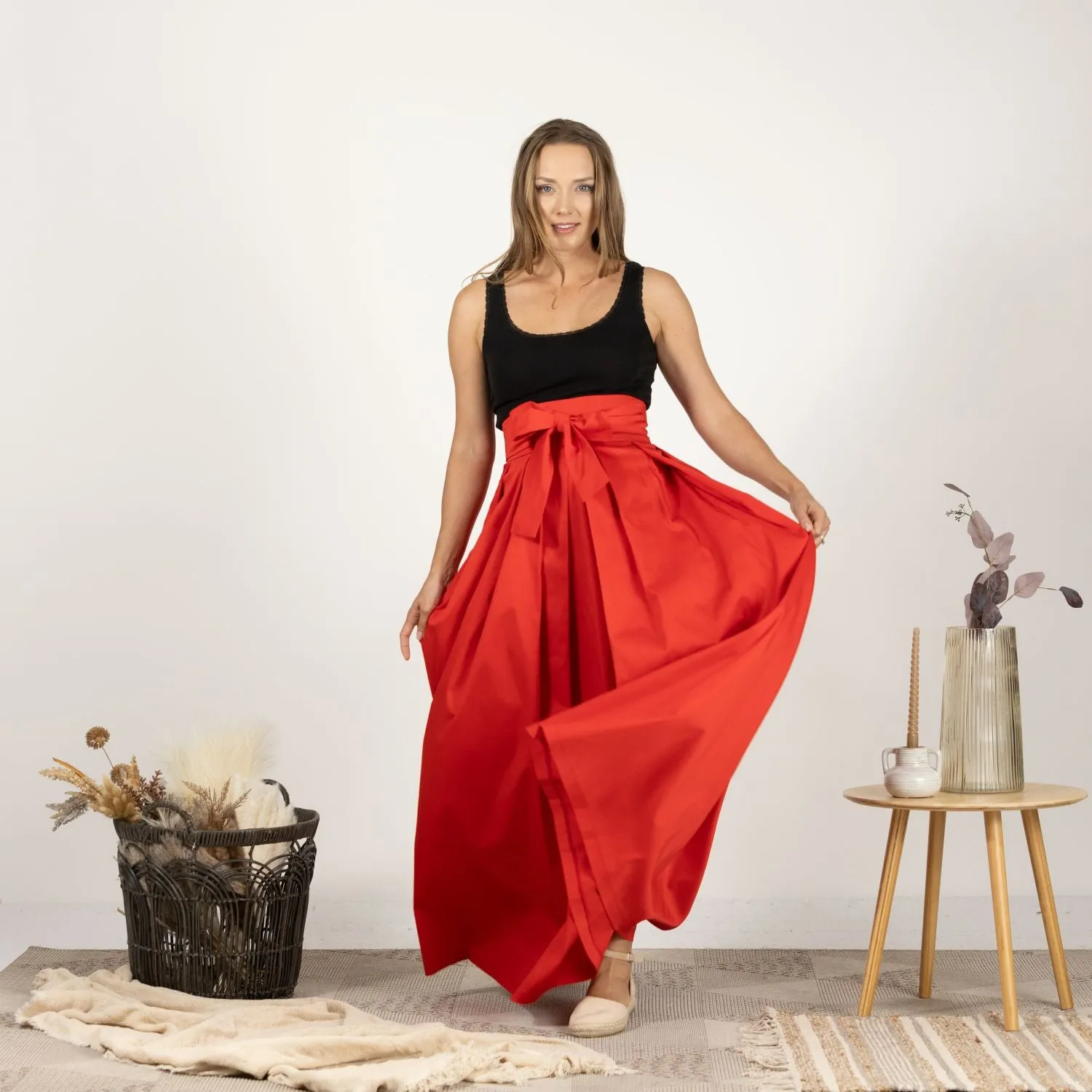 Slate Blue High Waist Pleated Maxi Skirt